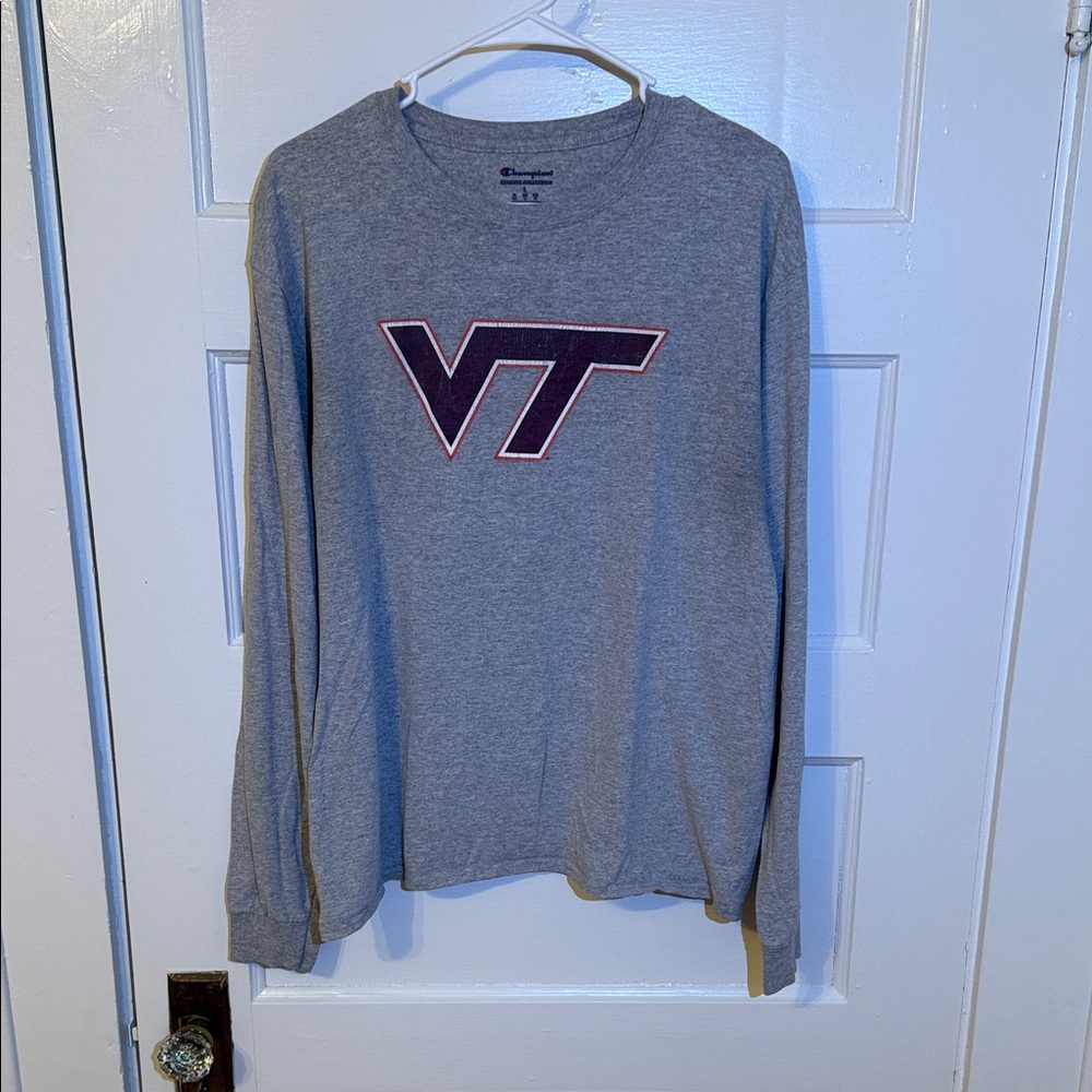 Champion Gray Crewneck Sweater with Maroon Logo